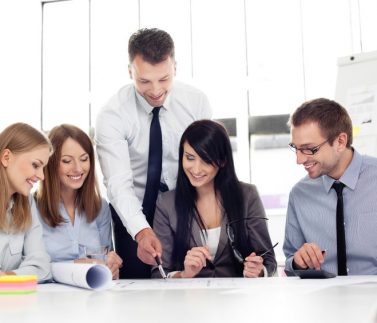 Group of architects working at office